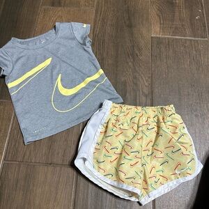 Nike Gray Tee and Yellow Shorts Set
